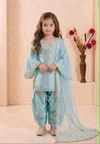 Oc 248 Pure Roman Glass Sillk Kids Wear Plazzo Suits